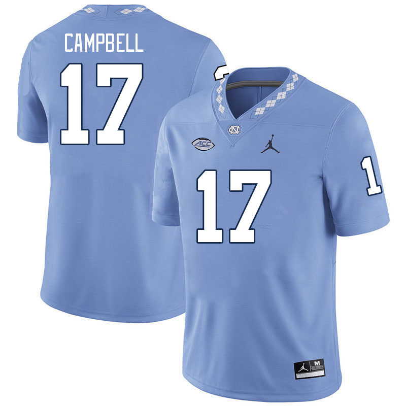Men #17 Amare Campbell North Carolina Tar Heels College Football Jerseys Stitched-Carolina Blue